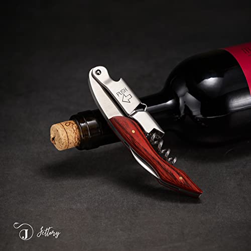 Jettory Wine Opener - Professional Corkscrews - Bottle Opener w/Foil Cutter and Cap Remover for Wine Bottles - Manual Wine Key for Servers, Waiters, Bartenders and Home Use