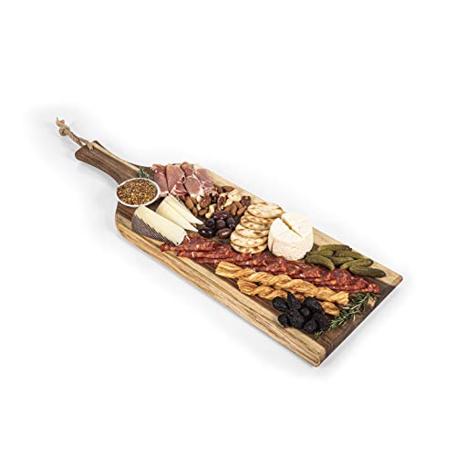 Picnic Time Toscana - a Brand - Artisan Acacia Charcuterie Board - Wood Serving Plank with Raw Edge - 24-Inch Cheese Board