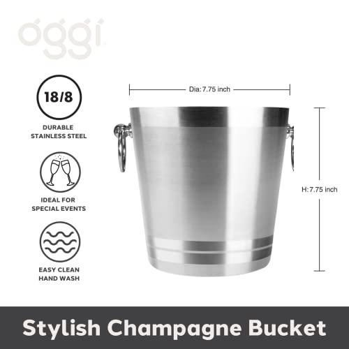 Oggi 7041.0 7041 Stainless Steel Champagne Bucket, 4-1/4-Quart, Silver