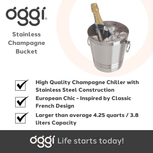 Oggi 7041.0 7041 Stainless Steel Champagne Bucket, 4-1/4-Quart, Silver