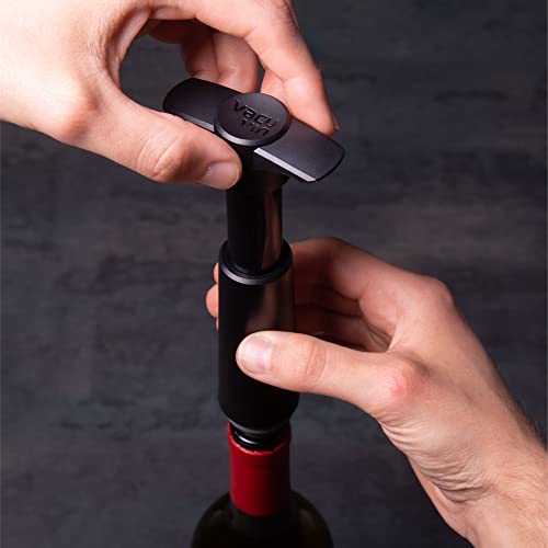 Vacu Vin The Original Wine Saver Pump and Wine Preserver with Wine Stoppers Vacuum Sealer. Wine Pump and Wine Vacuum Stopper are Black. Wine Bottle Keeper Set Keeps Wine Fresher for Longer.