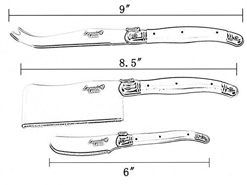 FlyingColors Laguiole Cheese Knife Set, Stainless Steel, Black Color Handle, 3 Pieces