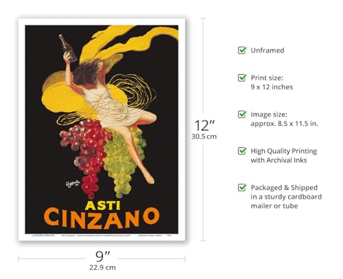 Asti Cinzano - Asti Spumante - Italian Sparkling White Wine - Vintage Advertising Poster by Leonetto Cappiello c.1910 - Master Art Print 9in x 12in