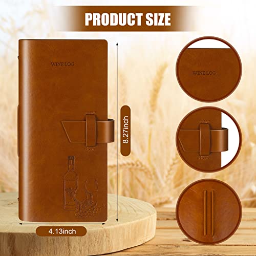 Gueevin 2 Pcs Wine Passport Journal Pu Leather Wine Tasting Book Pocket Sized Wine Tasting Journal Beer Wine Log Book with Templated Pages Gifts for Men Women Sommelier, Brown, 8 x 3.7 Inches