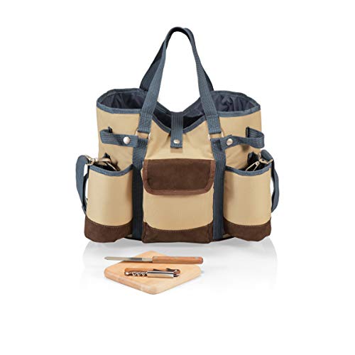 Picnic Time Legacy - a Brand Country Cheese Service and Corkscrew Wine Tote Bag, One Size, Tan/Blue