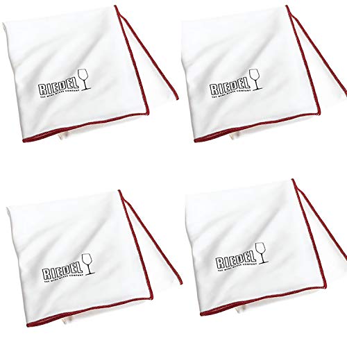 Riedel White Crystal Microfiber Cleaning Cloth Wipe, Set of 4