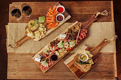 Picnic Time Toscana - a Brand - Artisan Acacia Charcuterie Board - Wood Serving Plank with Raw Edge - 24-Inch Cheese Board