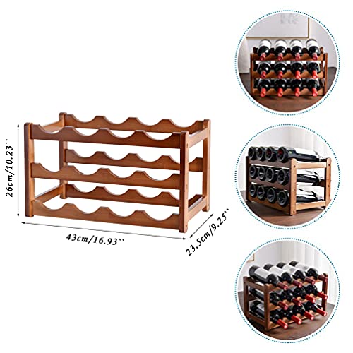 Bamboo Wine Rack, 3-Layer 12-Bottle Natural Bamboo Storage Rack Display Wine Bottle Rack, Easy to Assemble Storage Room Wine Rack, Saving Space for Wine Lovers.