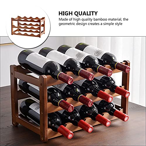 Bamboo Wine Rack, 3-Layer 12-Bottle Natural Bamboo Storage Rack Display Wine Bottle Rack, Easy to Assemble Storage Room Wine Rack, Saving Space for Wine Lovers.