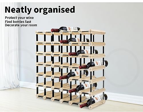 Levede Timber Wine Storage Rack Wooden Cellar Organiser 42 Bottle Display Stand