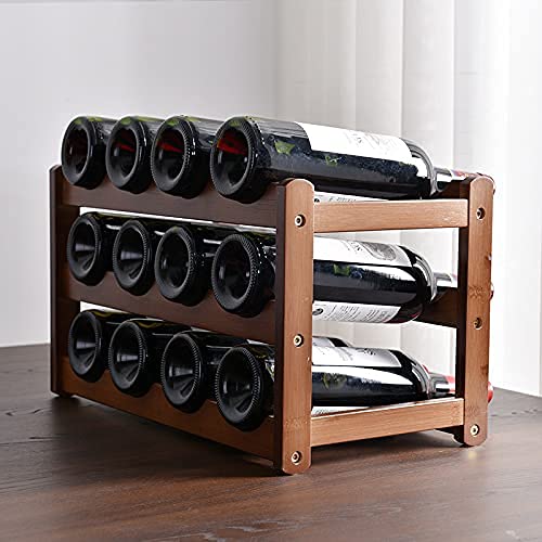 Bamboo Wine Rack, 3-Layer 12-Bottle Natural Bamboo Storage Rack Display Wine Bottle Rack, Easy to Assemble Storage Room Wine Rack, Saving Space for Wine Lovers.