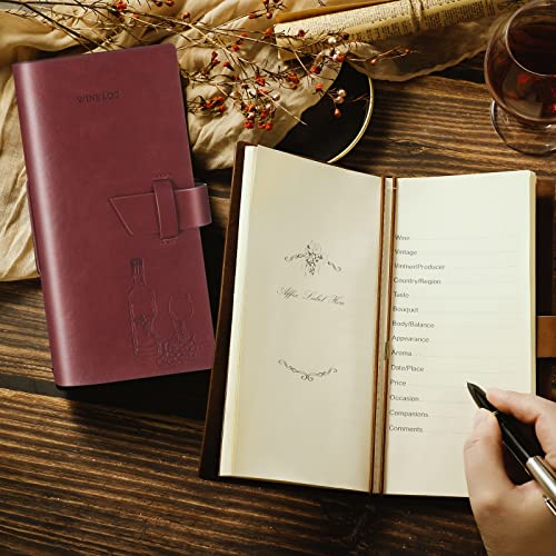 Gueevin 2 Pcs Wine Passport Journal Pu Leather Wine Tasting Book Pocket Sized Wine Tasting Journal Beer Wine Log Book with Templated Pages Gifts for Men Women Sommelier, Brown, 8 x 3.7 Inches