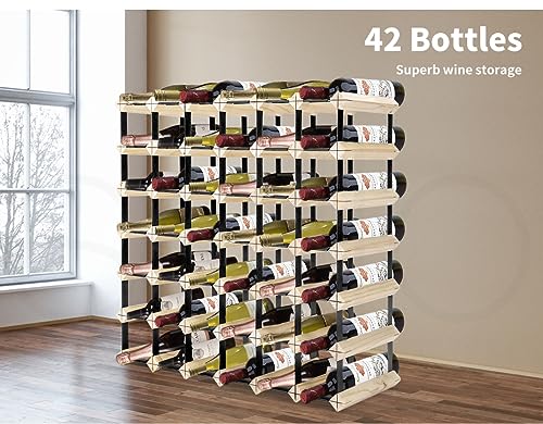 Levede Timber Wine Storage Rack Wooden Cellar Organiser 42 Bottle Display Stand