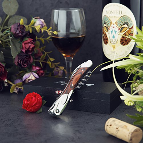 Laguiole By FlyingColors Wine Opener Sommelier Professional Waiter's Corkscrew, Wooden Gift Box. Sommelier Knife, Corkscrew, Foil Cutter, and Bottle Opener (Wood)