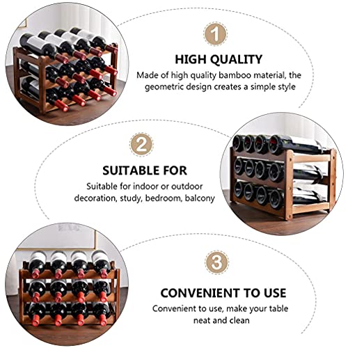 Bamboo Wine Rack, 3-Layer 12-Bottle Natural Bamboo Storage Rack Display Wine Bottle Rack, Easy to Assemble Storage Room Wine Rack, Saving Space for Wine Lovers.