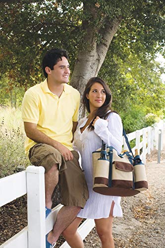 Picnic Time Legacy - a Brand Country Cheese Service and Corkscrew Wine Tote Bag, One Size, Tan/Blue