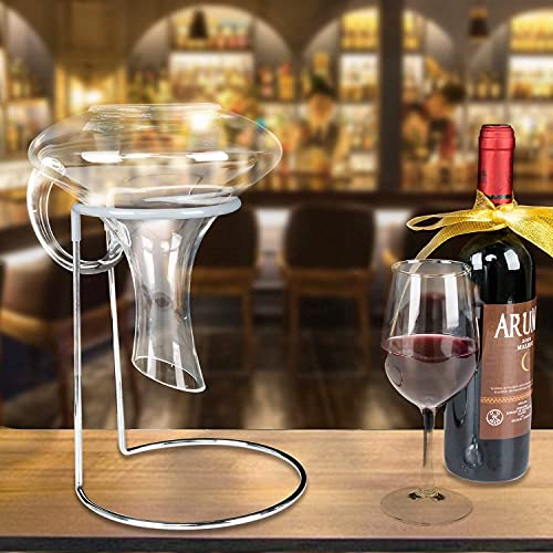 Wine Decanter Drying Stand with Rubber Coated Top to Prevent Scratches, Wine Decanter Drying Rack for Standard Large Bottomed Wine Decanters, Includes Cleaning Brush and Decanter Cleaning Beads