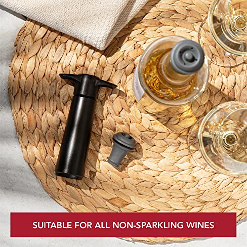 Vacu Vin The Original Wine Saver Pump and Wine Preserver with Wine Stoppers Vacuum Sealer. Wine Pump and Wine Vacuum Stopper are Black. Wine Bottle Keeper Set Keeps Wine Fresher for Longer.